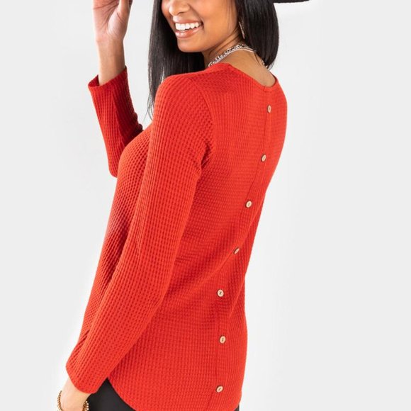 Francesca's | NWT Lana Button Back Waffle Knit Top - Picture 15 of 16